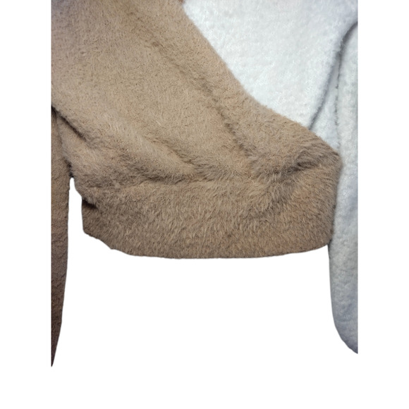 Almost Famous Womens Crisscross Sweater White Brown Large 100% Polyester - Picture 11 of 16